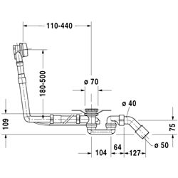 Duravit Af- og overløbssæt Quadroval for 1800x800